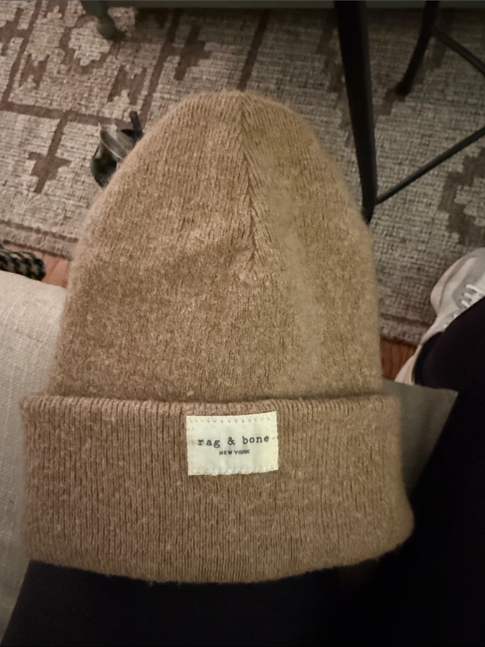 rag & bone Taupe Ribbed Cuff Beanie